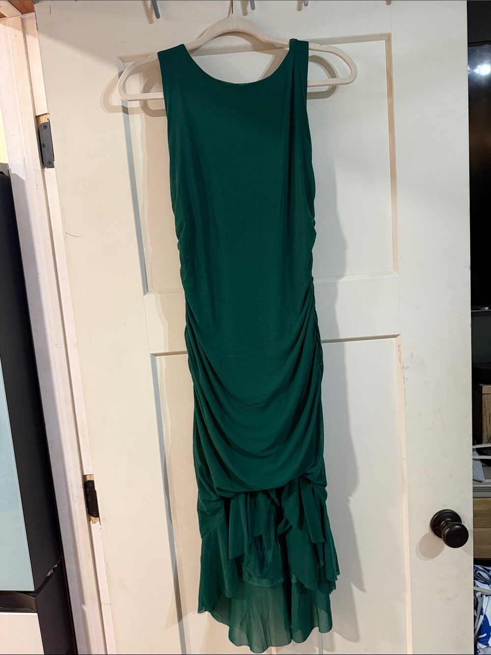 Emerald Green Sleeveless Ruched High-Low Dress NWT